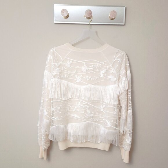 NWOT Elie Tahari Merino wool tulle sweater top, M - Picture 3 of 7